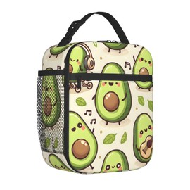 ainori Reusable Avocado Lunch Box for Kids, Insulated Cute Cartoon Fruit Bag,Polyester Cooler Food Lovers Handbags Case for School Picnic Work Travel Beach or Hiking, Gifts