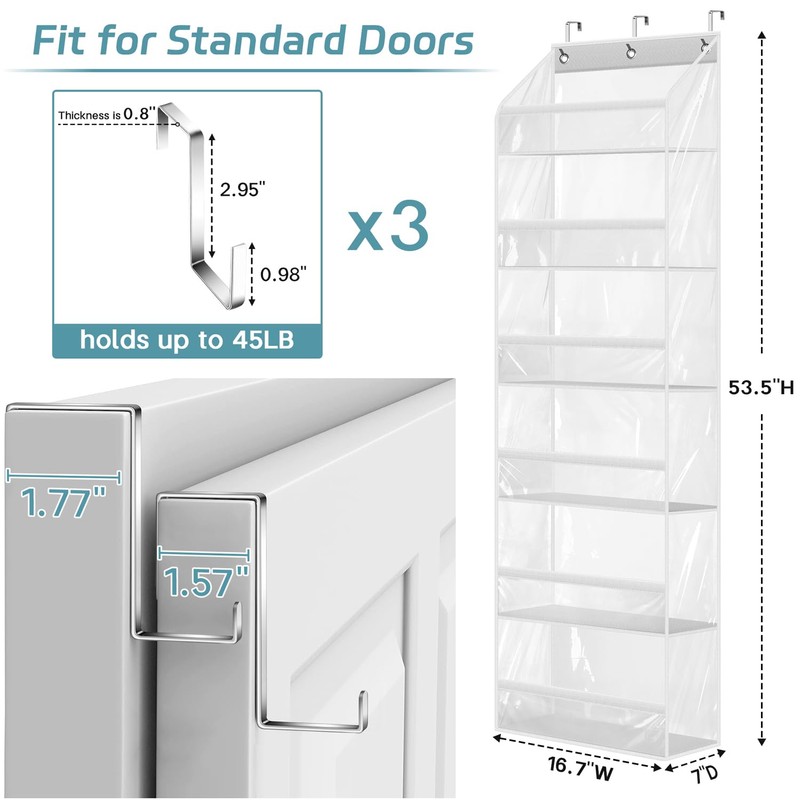 AOODA Clear Over the Door Hat Racks for Baseball Caps,