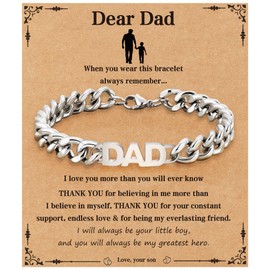 Men’s Bracelet Father Day Gifts from Son Best Dad Grandad Father’s Gifts New Dad to be Gifts Cuban Chain Bracelet Jewellery Presents for Birthday Fathers Day Christmas Valentines