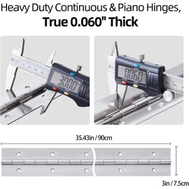 2 Pack Heavy Duty Piano Hinge 36 Inch x 3 Inch, 0.060'' Thick