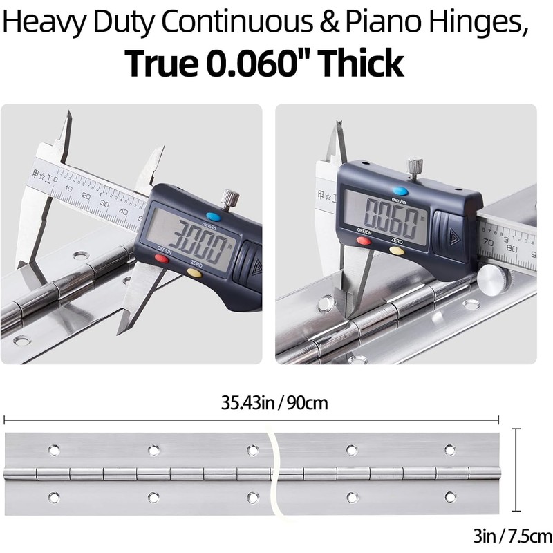 2 Pack Heavy Duty Piano Hinge 36 Inch x 3