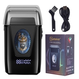 Hatteker Men's Rechargeable Electric Head Shaver with LCD Display Bald Shaver Electric Foil Shavercolor: Black, packaging types: Color Box, Plug Type: Usb
