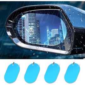 4PCS Car Rearview Mirror Film, Anti Fog Glare Mirror Film, HD Clear Nano Coating Car Film, Waterproof Rainproof Transparent Protective Sticker, Safe Driving Sticker for Car Mirrors (Oval) - Colour: Oval