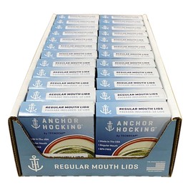 Tecnocap Regular Mouth Canning Jar Lids, Red Plastisol, Gold - 12 Regular Mouth Lids per box, 24 boxes per package