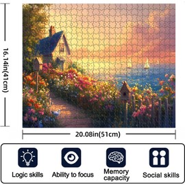 500 Piece Jigsaw Puzzle for Adults – Elegant Beach & Botanical Art Puzzle, Premium White Cardboard, 20"x16" – Unique Birthday Gift, Home Decor, Relaxing Entertainment