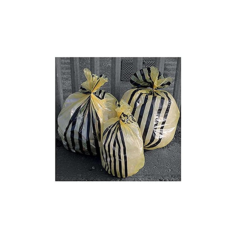 Hanfare TSYB/1 Tiger Stripe Clinical Waste Sacks, Yellow, 70 L