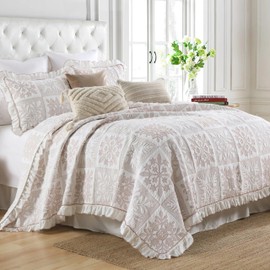 MarCielo 3-Piece 100% Cotton Oversized Bedspread Lightweight Quilt Coverlet Embroidery Farmhouse Bedding Set (TJ Colorful,King (112"x102"))