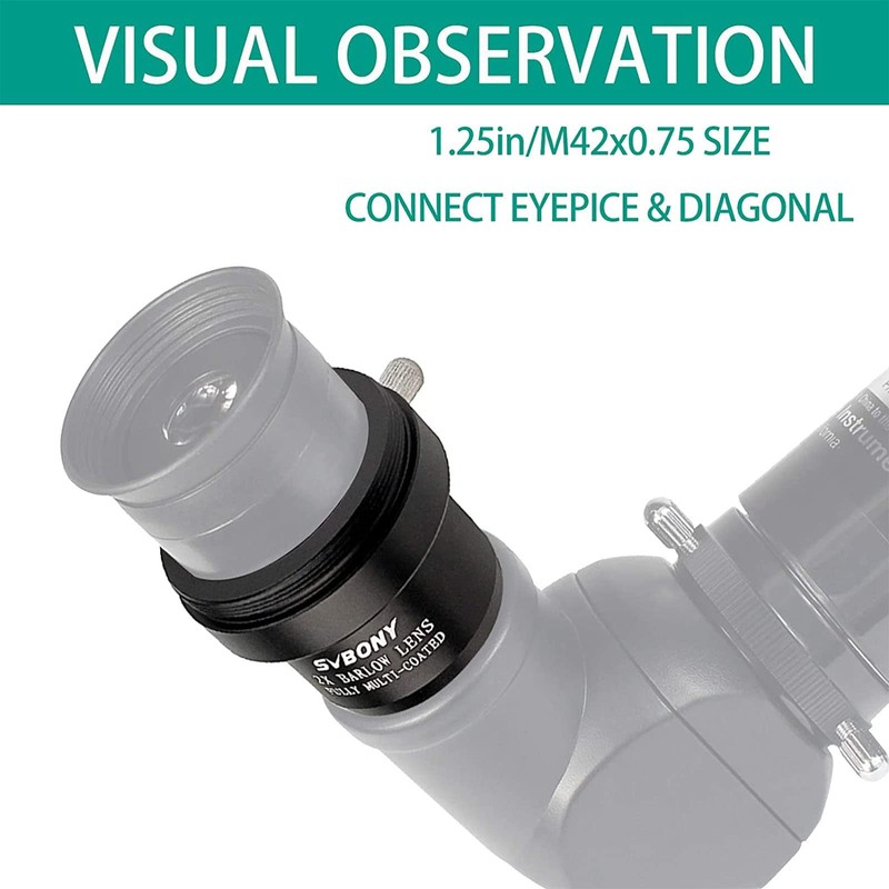 Svbony Barlow Lens 2x, 1.25inch with M42 Thread for T