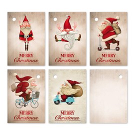 Edition Colibri 25 Christmas Gift Tags 52 x 74 mm, 5 Funny Father Christmas Motifs, 5 pieces each, Gift Cards, Hanging Labels (Set of 3)