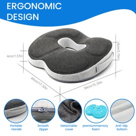 Spalivivre Orthopaedic Seat Cushion, Memory Foam Anti Bedsore Seat Cushion, Seat Ring Coccyx Relief, Doughnut Cushion for Home, Office, Wheelchair