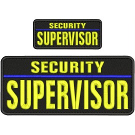 SECURITY SUPERVISOR EMBROIDERY PATCH 4X10 & 2X5 HOOK ON BACK WHITE ON BLACK