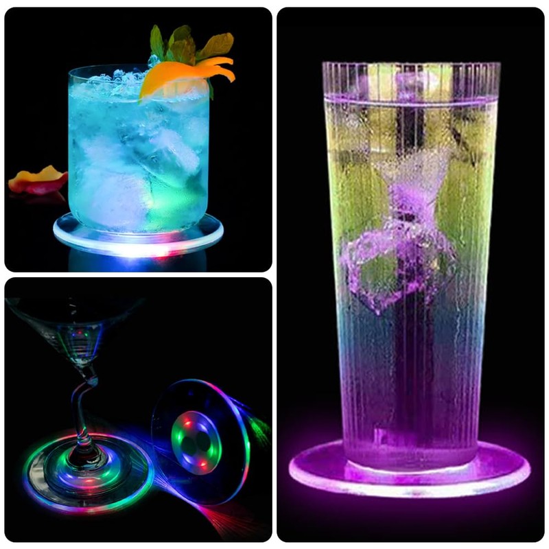 Joycabin Pack of 8 LED Coasters, Colourful LED Coasters, Luminous