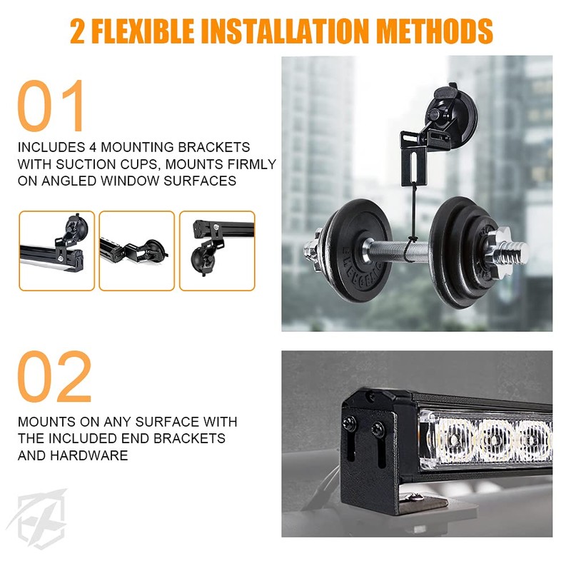 Xprite White Amber LED Emergency Traffic Advisor Strobe Dual Light