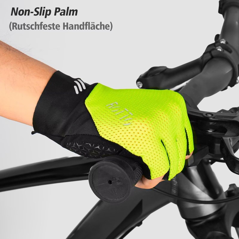 ROTTO Cycling Gloves for Men Fingerless Padded Bike Gloves for