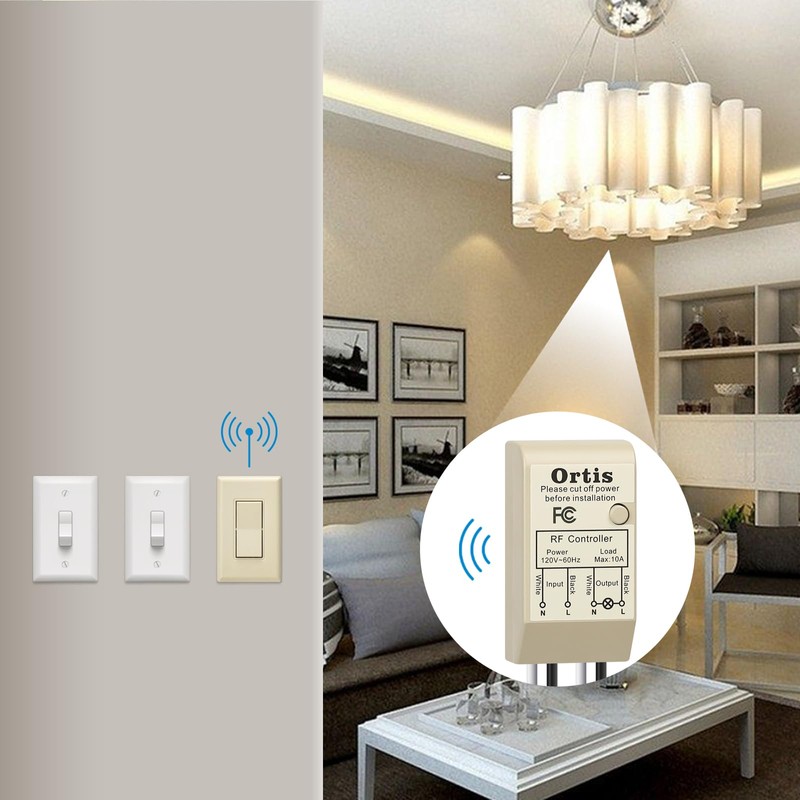 Wireless Light Switch and Receiver Kit, Ortis 300ft RF Range