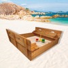 Beipoo Kids Wooden Sandbox with Cover, Large Wood Sandbox with