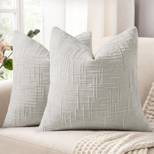 decorUhome Light Grey Chenille Throw Pillow Covers 24x24 Set of