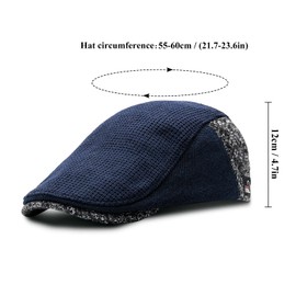 YAMEIZE Winter Flat Cap for Men and Women - Flat Cap Newsboy Hat Warm Flat Cap Ivy Cap Trendy Beret Peaky Cabbie Flat Cap Driving Outdoors, darkblue