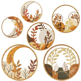 YRYUNRUI 6PCS Boho Wall Art Decor, Wooden Bohemian Hanging Decoration for Living Room, Minimalist Farmhouse Geometric Aesthetic Wood Sign Plants Desert Sun Bedroom Apartment