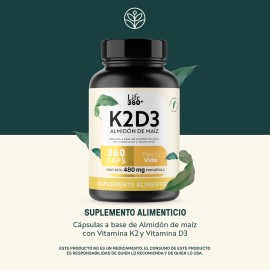 Life 360+ K2d3 360 Cápsulas Vitamina D3 K2