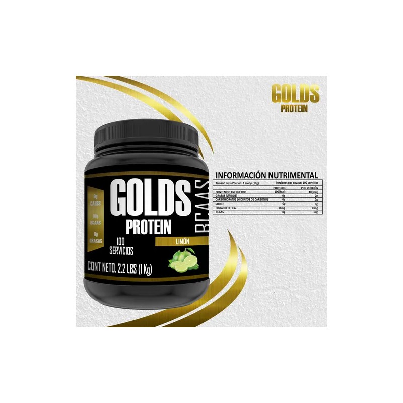 Aminoácidos Bcaas Suplementó Golds Protein 1kg Polvo 100serv