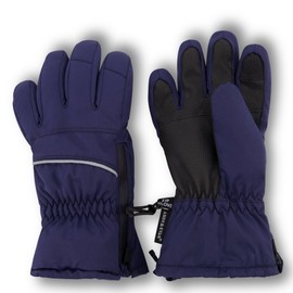 Andy & Evan - Guantes con cierre para niños, impermeables, cremalleras laterales, visualización táctil, trineo de esquí, snowboard, palmas de forro polar, azul marino, talla 9-10