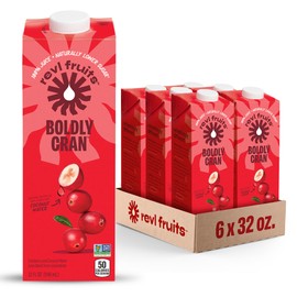 Revl Fruits™ 100% Juice, Boldly Cran™ Cranberry Juice, No Added Sugar, 32 fl oz. Carton (Pack of 6)