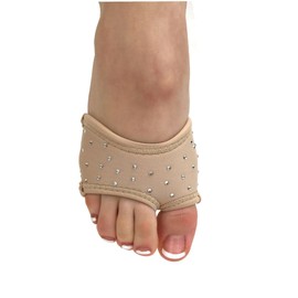 Spinner Skins Neoprene Dance Half Soles and Pouch-Nude with Rhinestones-M