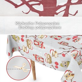 ANRO Oilcloth Tablecloth Christmas Tablecloth Washable Oilcloth Christmas Oilcloth Owl 100 x 140 cm
