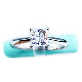 One Carat Princess Cut White Moissanite Diamond Solitaire Engagement Ring