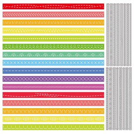 GLOBLELAND Christmas Stitched Borders Cutting Dies Lace Flower Border Dies Stitched Rectangles Metal Die Cuts Stitched Frame Die Cuts for Card Scrapbooking and DIY Craft Album Paper Card Decor