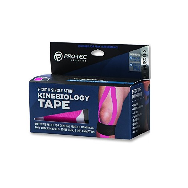 Pro-Tec Athletics Pre-Cut Kinesiology Tape (Black/Pink)