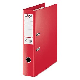Rexel Choices, Foolscap Lever Arch File, 75 mm Spine, 500 Sheet Capacity, Plastic Cover, File Folder, 2115513, Light Red