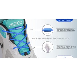 BETTER THREE Elastic Shoelaces for All Shoes Universal Round with Aluminium Clasp No Tying Necessary! Also Suitable for Children's Shoes - 100 cm Long 3 mm, blue
