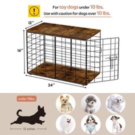 rechgosh 24in Extra Small Dog Crate Furniture, Indoor Kennel End Table under 10 lb，Stylish Durable Indoor Dog Kennel with Storage Top & Secure Lock, Decorative Pet Cage for Chihuahua Yorkie & XS Dog