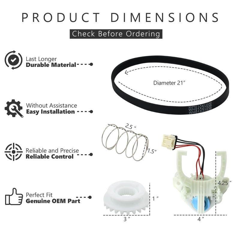 GYOFFULL Upgraded WH03X30517 Washer Shift Actuator & WH01X27538 Drive Belt
