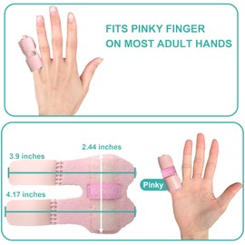 GenetGo 2 Pack Small Trigger Finger Splint - Pinkie Finger Brace for Broken Finger, Finger Knuckle Immobilization for Arthritis Pain, Sport Injuries (Pink)