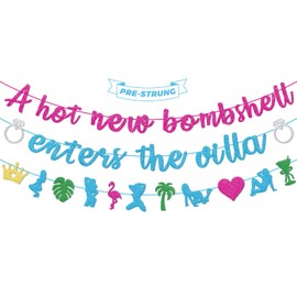 Love Villa Island Party Decorations, Pre-Strung A Hot New Bombshell Enters The Villa Banner Tropical Bach Island Bachelorette Party Supplies for Bridal Shower, Engagement Decor