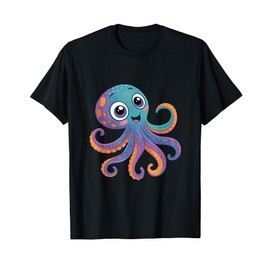 Cute Cartoon Octopus Character Kids Ocean Animal Art T-Shirt