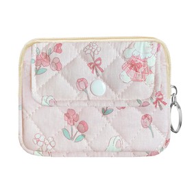 Modacarry Cotton Quilted Floral Coin Pouch with Cute Prints Zipper for Women Girls (PLAID RABBIT)