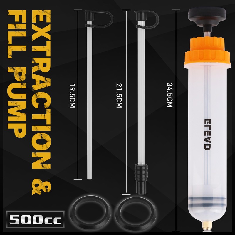 ELEAD 500cc Oil Fluid Extractor Pump, Multi-Purpose Oil Syringe, Fluid