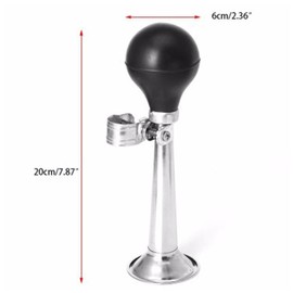 WHTCHSU Bike Horn for Adults Classic Horn Metal Squeeze Clown Horn, Fits All Bicycle Handle Bar, Loud Sounds（Silver Straight 7.87-Inch）
