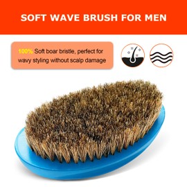 Soft Wave Brush for Men 360 - LexRory Curved Boar Brushes for Wavy Hair