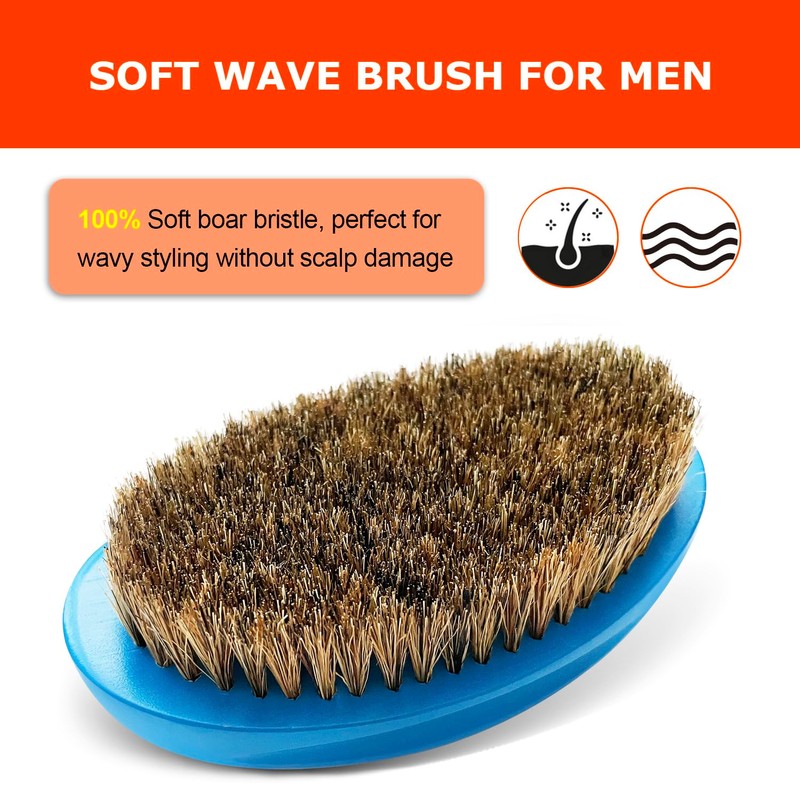 Soft Wave Brush for Men 360 - LexRory Curved Boar