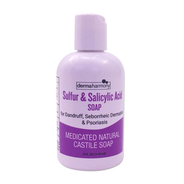 Dermaharmony 5% Sulfur and 2% Salicylic Acid Liquid Castile Soap (4 Fl Oz Bottle)