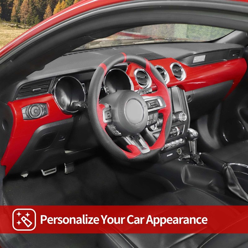 CheroCar for Mustang Center Console Dashboard Panel Trim Cover Kit