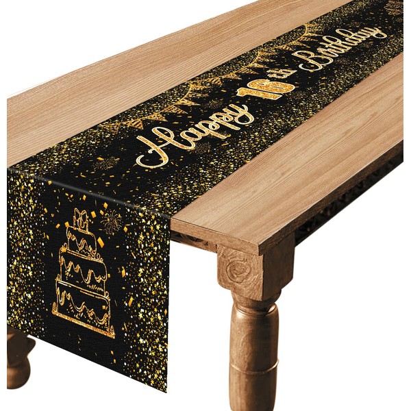 HEIPINIUYE Happy 16th Birthday Table Runner 13 x 72 Black