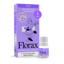 Florax - Liquid Probiotic - On-The-go Gut Support for Women, Men, and Children - Vegan, Gluten Free, Lactose Free, Soy Free and Preservative Free - Grape Flavor - 5 Vials