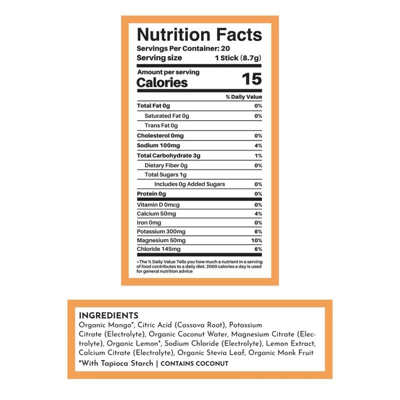 Just Ingredients Mango Lemonade Electrolyte Powder Sticks – Hydration Drink
