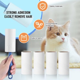 Lint Roller, Extra Sticky Lint Roller for Removing Lint and Pet Hair from Clothes, Hair, Cat Hair, Dog Hair - 60 Sheets/Rolls (6 Rolls with 2 Dispensers)